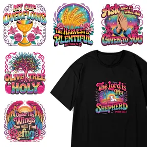 6 Pcs Ask And It Will Be Given To You Iron on Transfers Iron on Decals for T Shirts iron on decals Press Washable Stickers Washable heat transfer stickers for Clothing T-Shirt Jeans Applications Transfers Sticker On Clothes side  eyes