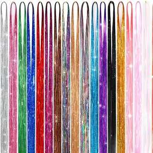 Shiny Hair Accessories Ribbon Heat Resistant Colorful 48inch Fairy Hair Accessories Perfect for Christmas New Year Halloween or Cosplay Party Women's Hair Accessories Hello Kitty Hair Brush and Clip Set Masks