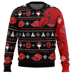 Akatsuki Itachi Symbolic Crows Christmas Sweater, Anime Fan All-over Print Knitted Christmas Sweater