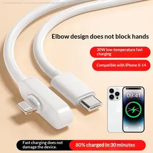 Kaxoe Elbow Silicone Type-C to Lightning 2M Fast Charger Cable For iPhone 15-17 Gaming Car Home Outdoor Hiking