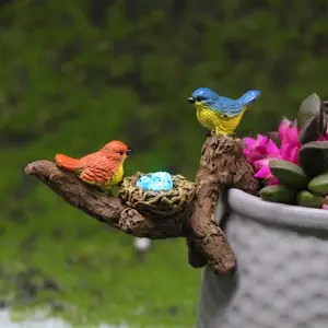 Bird Nest Design Garden Decoration, Decorative Miniature Bird Hanging Ornament, Outdoor Micro Landscape Garden Ornament for Fish Tank Water Aquarium Tree Pot, Resilient, Durability