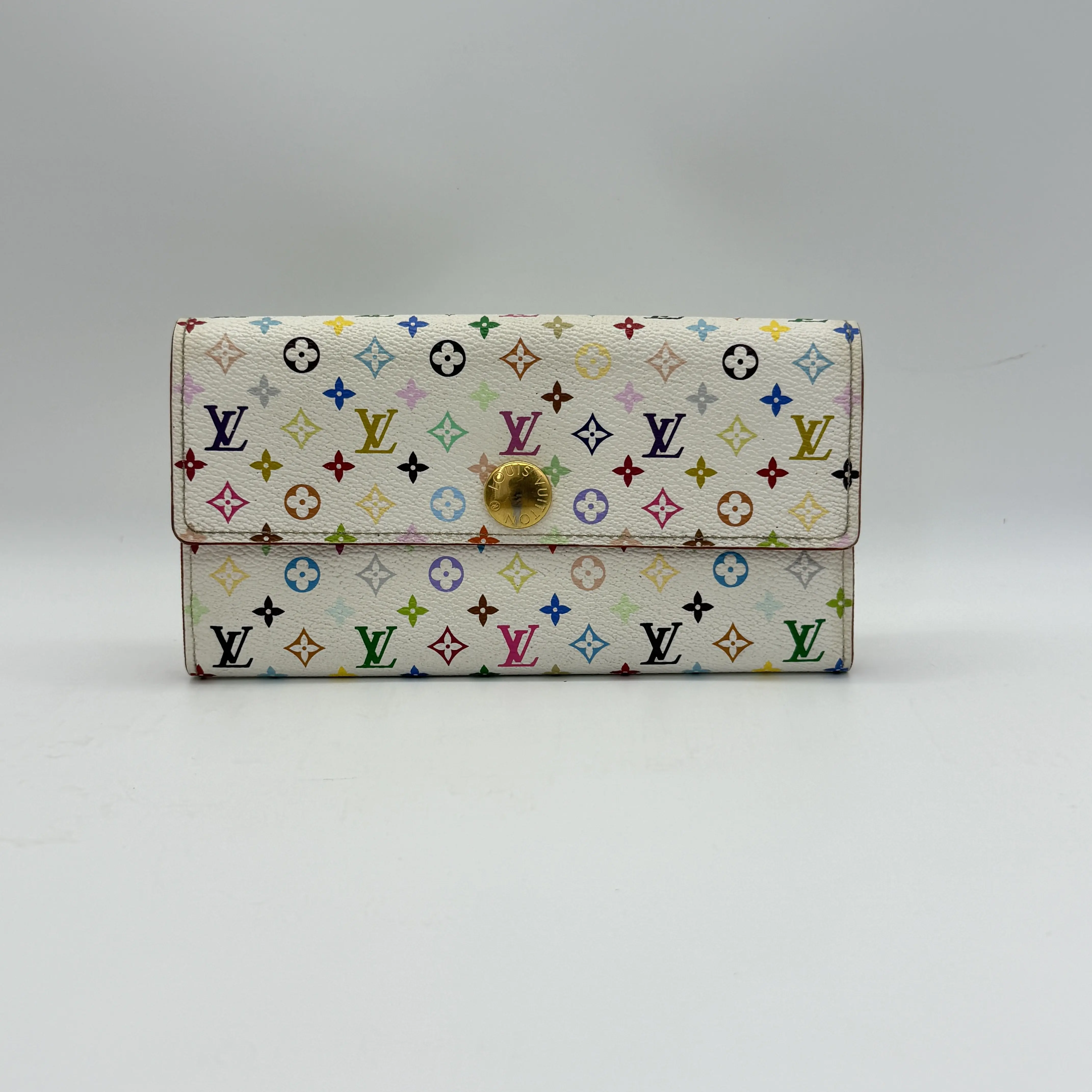 Pre-owned Louis Vuitton x Takashi Murakami White Multicolore Long Wallet