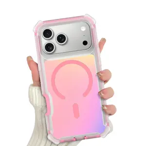 Iridescent MagSafe Compatible iPhone Case for iPhone 17/16/15/14/13 Pro Max, Fluorescent Laser Protective Cover with Anti-Slip Shock-Absorbing Design Phone Case