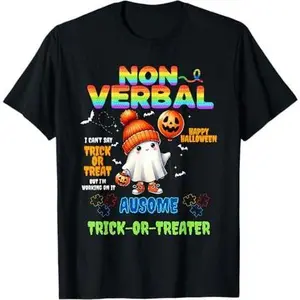 Non-Verbal Ausome Trick-or-Treater Halloween Autism T-Shirt