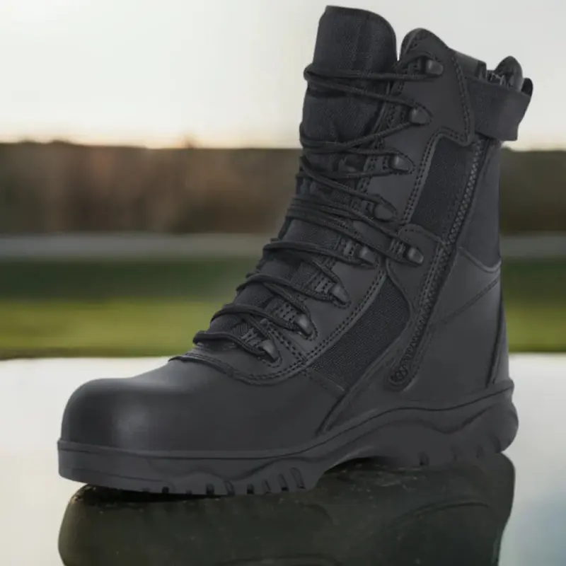 ROTHCO Men's 8" Forced Entry Tactical Premium Leather-Nylon Classic Cuban Business Work & Safety Shoes, Waterproof, Composite Toe, Side Zipper, Slip-Resistant Sole, Round Toe, Laces, Walking Shoes, Premium Waterproof Boot, Work & Safety Footwear, Preppy