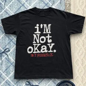 Gildan Men's Black T-shirt, I’m Not Okay My Chemical Romance Graphic Tee, I'm Not Okay Graphic Tee, Emo Aesthetic Shirt, Alternative Rock Inspired T-Shirt, Y2K Scene Fashion Tee, Vintage Punk Graphic Shirt