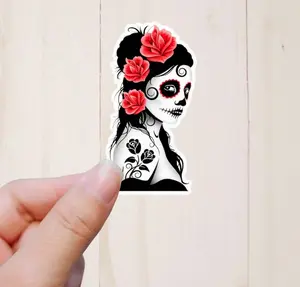 Day Of The Dead Sticker, Dia De Los Muertos, Sugar Skull Sticker, Water Bottle Stickers, Laptop Water Bottle Decal Sticker