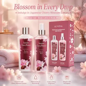 Vital Luxury Cherry Blossom Fragrance Body Care Travel Set - 236ml Shower Gel, Lotion & Mist,Gift Box Set - Rich Lather, All-Day Freshness, Moisturizing, Revitalizing Aroma , Lightweight Cream- Ideal Gift for Women
