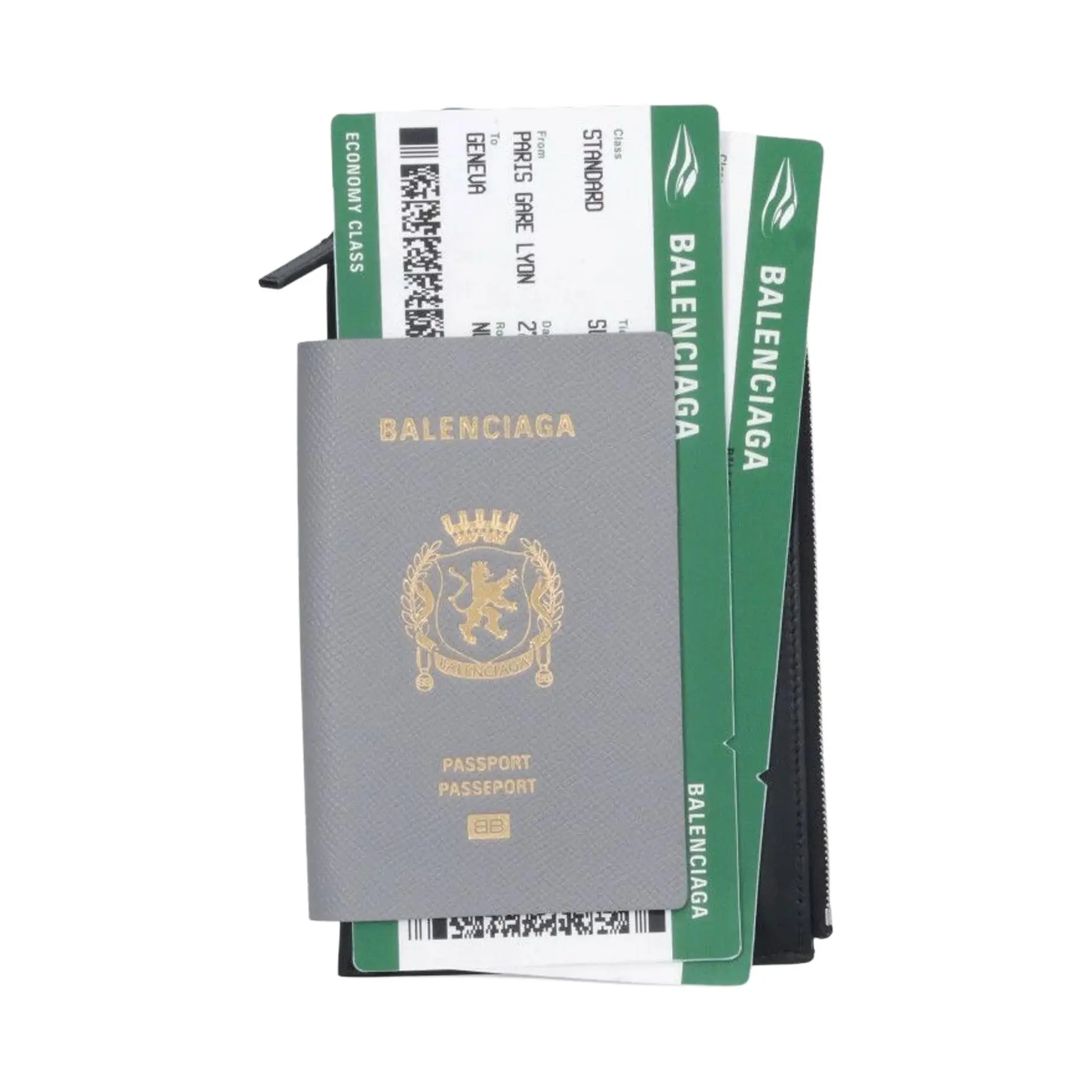 Balenciaga Embossed Logo Cowhide Leather Wallet, Unisex Gray Men's & Women's Wallet (Luggage & Bags Category)