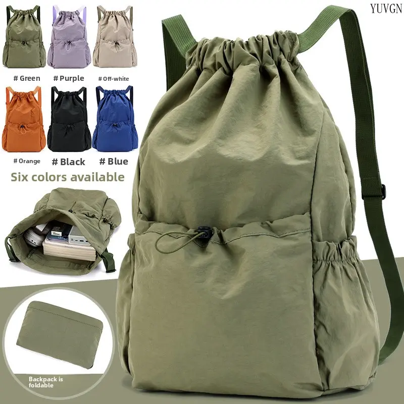 Unisex Multi-Functional Solid Color Backpack - High-Quality Lightweight Large-Capacity Student Book Bag with Adjustable Straps, Foldable Space-Saving Design for Daily Commute & Outdoor Sports summerwins (Gym-Style Drawstring & Sporty Gym Options)