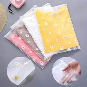 Stylish Daisy Patterned Storage Bags - Secure Frosted Zipper, Transparent, Portable, And Reusable Pouches For Travel Clothing Organization And Storage,Secure Ziplock For Underwear, Clothes, Jeans & More - Perfect For Travel & School Organization