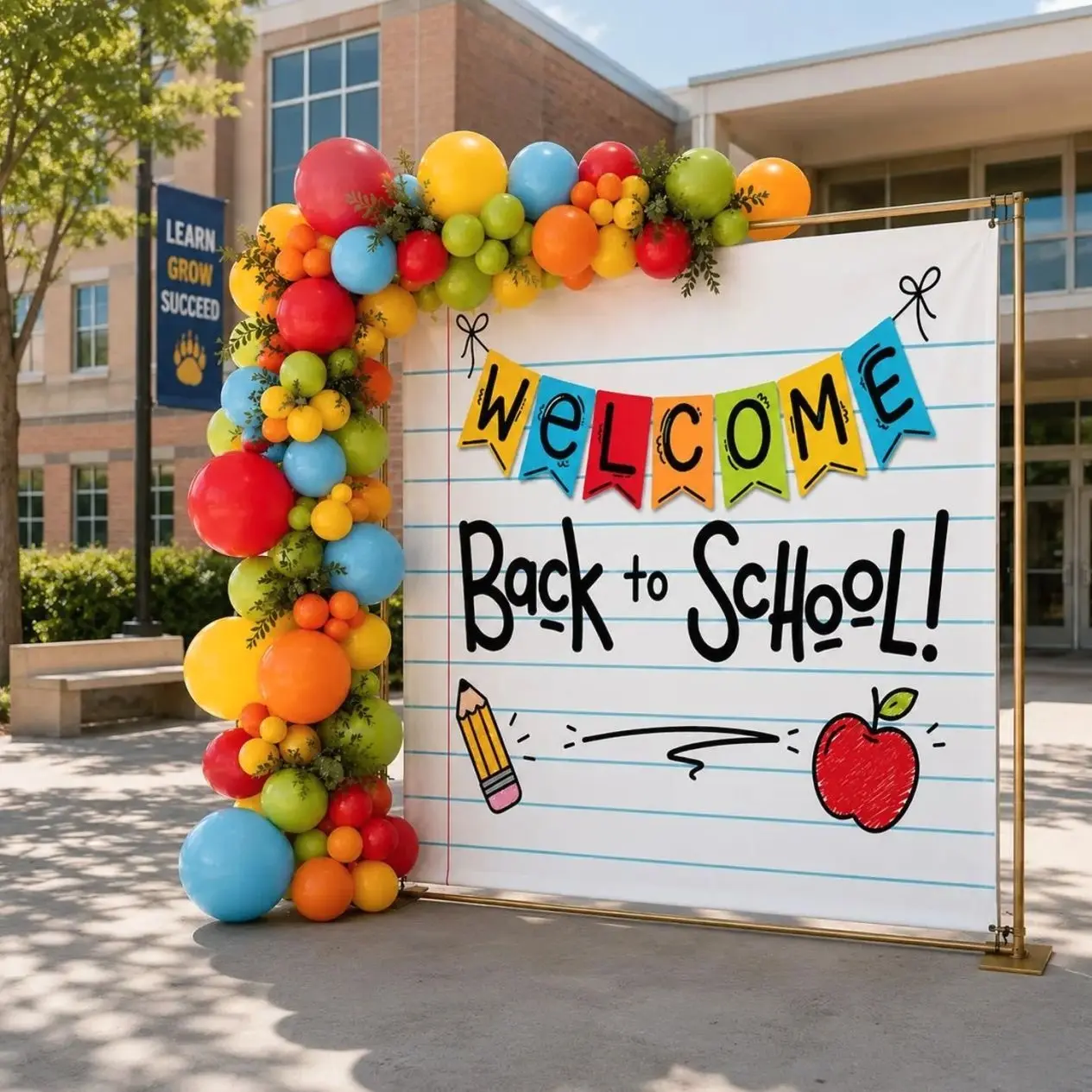 Welcome Back to School Banner Backdrop, Classroom Photo Booth Backdrop, School Party Banner, First Day of School  Welcome Banner