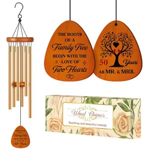 50th Anniverasry Wedding Gifts Wind Chimes, Anniversary Golden Gift for Couple, Wife, Husband, Romantic 50 Years Presents for Parents, Friends, Grandparents