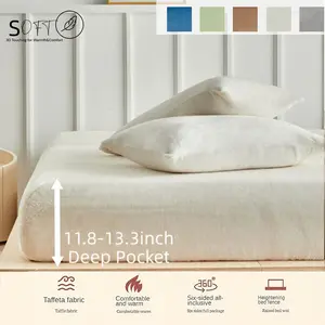 Flannel Fleece Deep Pocket Bedding Set, King Queen Size, Anti-Static, Warm Comfort, Includes 1 Sheet and 2 Pillowcases (milk )