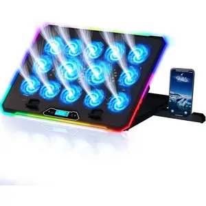 KLIM V14 Gaming Laptop Cooling Pad with 14 Fans + Gaming Laptop + Stable RGB Laptop Stand with Fan + Compatible up to 17 Inches + 2 USB Ports + Mobile Phone Holder + 5 Years Protection