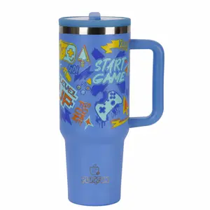 Plugfun 40oz Stainless Steel Thermos Cup Stay Hot or Cold All Day, Perfect For Car, Travel & Outdoor Camping, Large Capacity, Trendy Design, Glow-in-The-Dark, E-Sports Gaming, Insulated Tumbler With Handle.GraduationGift, Father'sDayGift, Deals for you