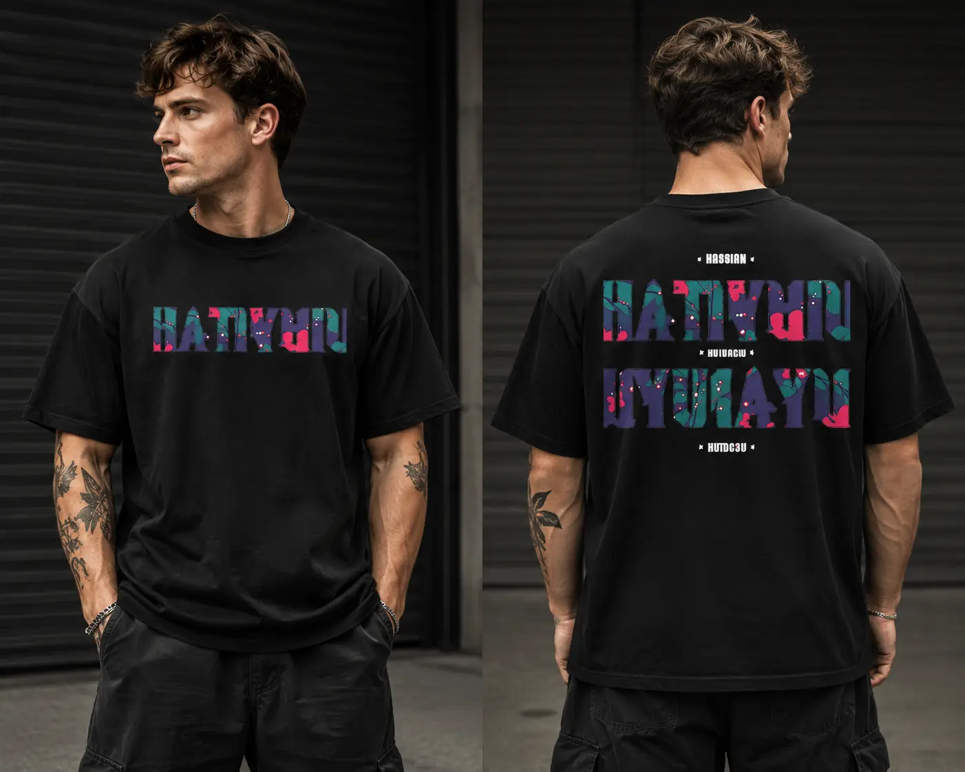 Men’s White Graphic T-Shirt – Oversized Cotton Streetwear Tee with Bold Front & Back Print, Casual Summer Top