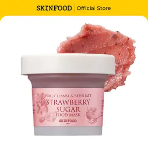 [SKINFOOD Official] Strawberry Sugar Food Mask | Korean Skin Care Hack, 10 Minutes At-Home Spa Care, Remove Dead Skin Cell, Pore Cleansing and Minimizing, Moisturizing, Sugar Scrub, 4.23 oz. (120g)