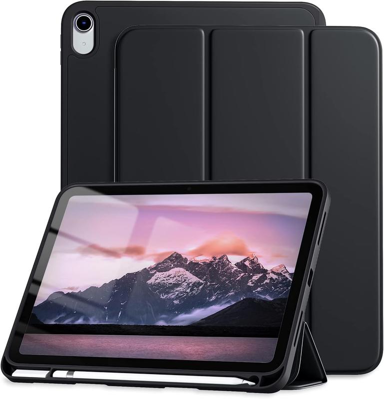 Case for iPad (A16) 11th Generation 11 Inch 2025/ iPad 10th Generation 10.9 Inch 2022 Case with Pencil Holder, Hybrid Cover with Soft TPU Back, Supports Touch ID, Auto Wake/Sleep -Black