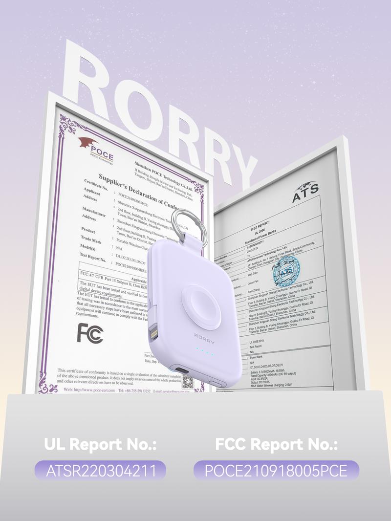 RORRY Mini Portable Power Bank 5000mAh USB Type-C Charger with Built-in Cable & Keychain for Apple Watch iPhone 17-12 Series Compact Travel-Friendly Design PerfectGift RORRY Mini Portable Power Bank 5000mAh USB Type-C Charger with Built-in Cable & Keychain for Apple Watch iPhone 17-12 Series Compact Travel-Friendly Design PerfectGift