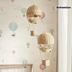 1pc Handmade Bohemian Rattan Hot Air Balloon, No Power Required, Whimsical Home Decor for Engagement & Hanging Display
