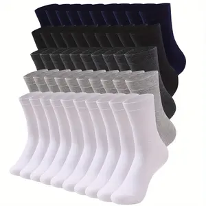 50 Pairs Men's Trendy Solid Crew Socks - Multicolor Pack, Breathable, Thin, Comfy, Casual, Unisex - All-Season Outdoor Wear, Ideal Gift for Men, Multicolor (Pack Of 50 Pairs)