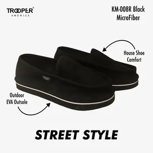 KM-008R Black MicroFiber Street Style - SKATEBOARDING SLIP-ON SHOE