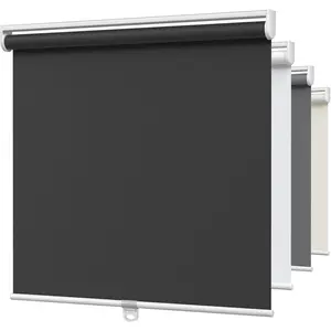 Blackout Cordless Roller Shades, Room Darkening Free-Stop Roll Up Blinds for Windows, Pull Down Blocking Blind for Home and Office, Easy to Install, 35" W X 72" H, Black