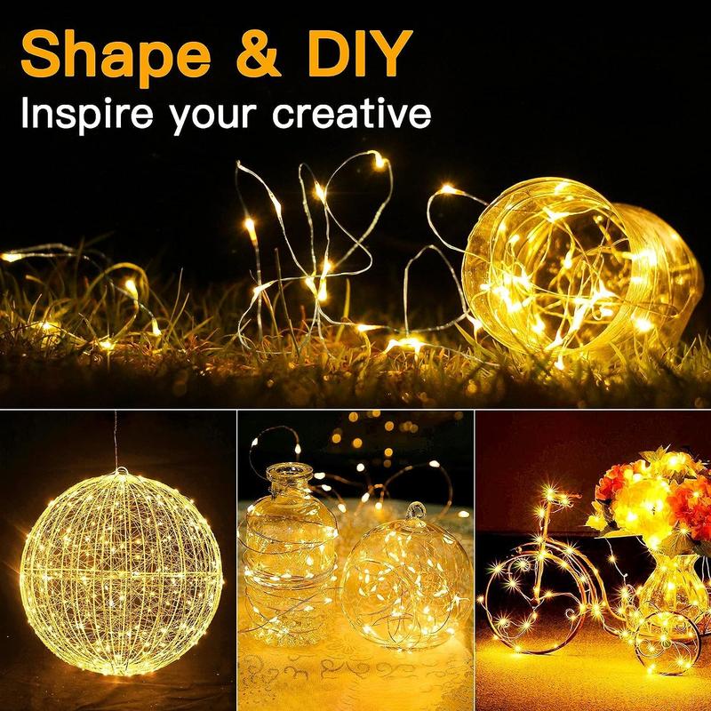 6 Pack Fairy Lights Battery Operated 7Ft 20 LED Mini String Lights Twinkle Lights Silver Wire Firefly Starry Moon Lights for Mason Jars Wedding Party Christmas Centerpiece Table Decorations,Warm White HOBAYS