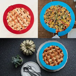 2pcs Adjustable Pie Crust Shield Silicone Pie Protectors Adjustable Bake Crust Protector Pie Crust Protector Cover Kitchen Tool For Baking Pie Pizza