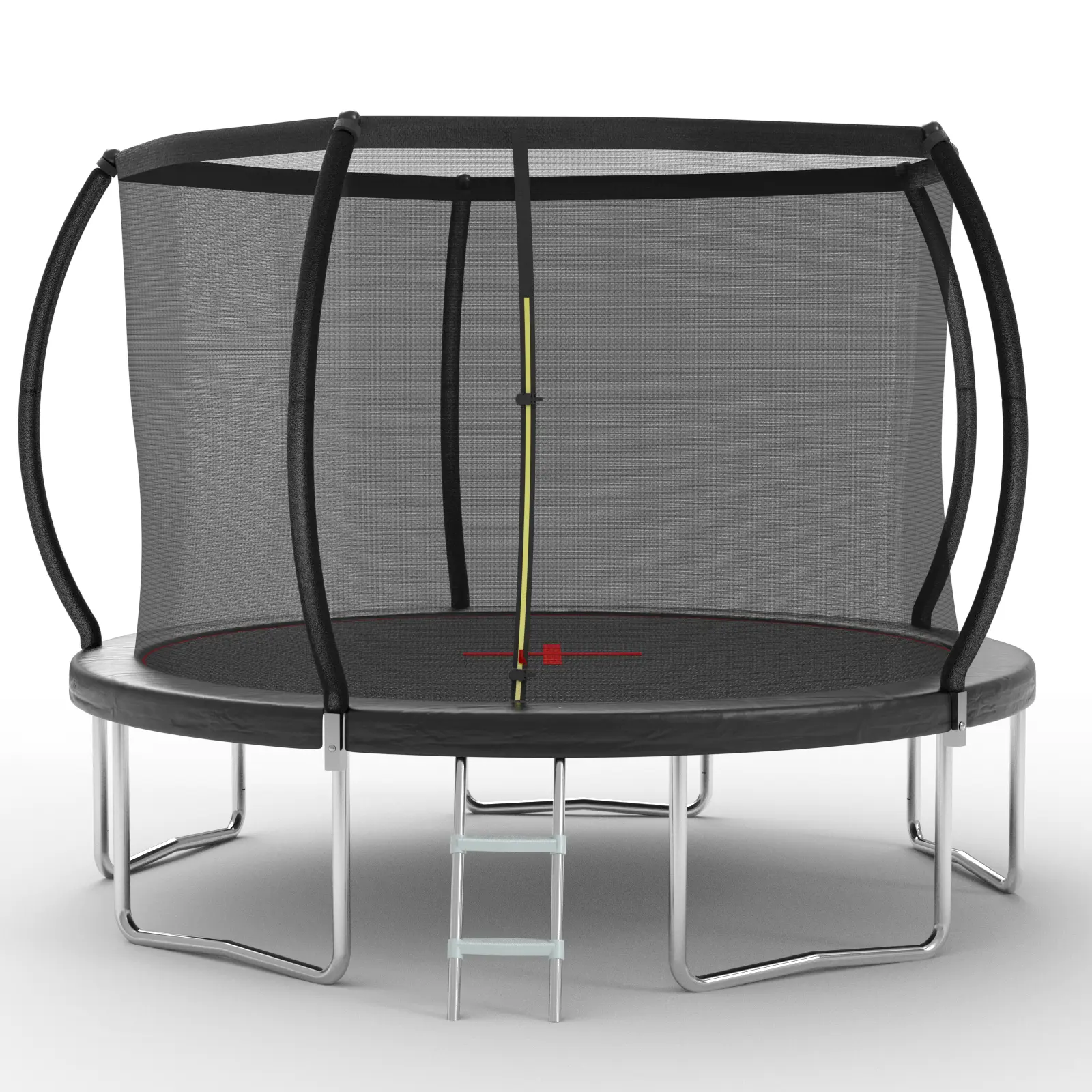 12FT Pumpkin Shape Outdoor Trampoline for Kids, Black Standard Trampoline with 5 Stable Support Legs & 5 Heavy-Duty Safety Net Poles, Weatherproof Thick Spring Trampoline ASTM Safety Certified