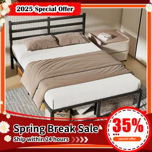 CANMOV 14 Inch Heavy Duty Steel Support Bed Frame with King Metal Platform Mattress Foundation, Anti-Slip Feature, Easy Assembly, No Box Spring Needed