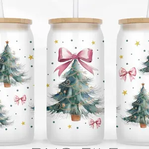 16 ounce Christmas frosted cups