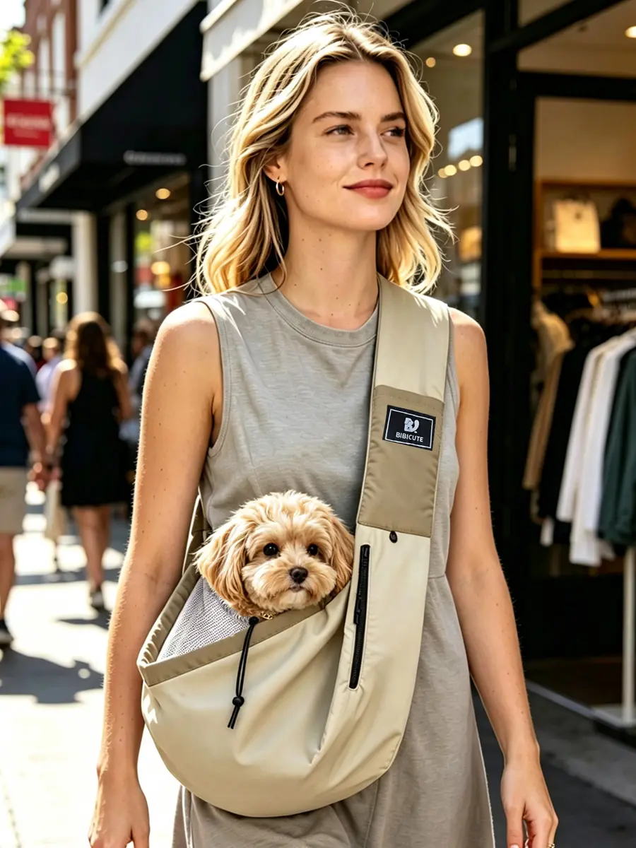 Dog & Cat Sling Carrier - Vet Approved, Pet Carrier， Breathable Fabric, Portable Buckle-Snap-Hook & Loop Design for Max 15lbs Small-Medium Pets, Puppy, Newborn Animal, Travel Shopping Use