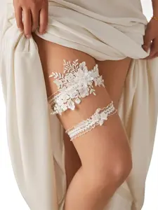 2 Pieces Wedding Garter Set for Bride with Stretchy Soft Lace Band PGT400