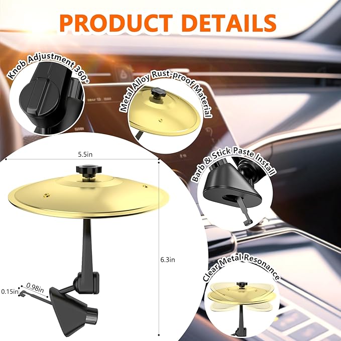 Car Cymbal Air Vent, Mini Car Crash Cymbals, Add Fun to Your Drive with Car Drum | A Great Gift For Drummers And Music Lovers | All Vehicle Types