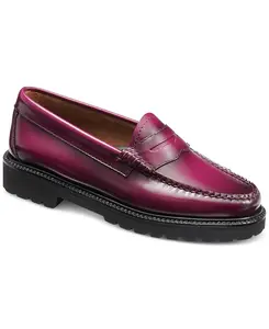 G.H.BASS Women's Plum Leather Whitney Candy Lug Weejun Loafer Flats