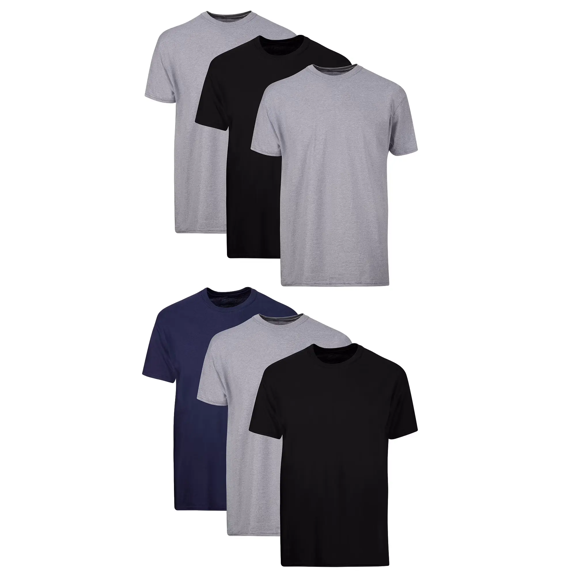 Men T-Shirt, 6-Pack, Moisture-Wicking T-Shirt Undershirts, Black/Grey/Blue, Size L