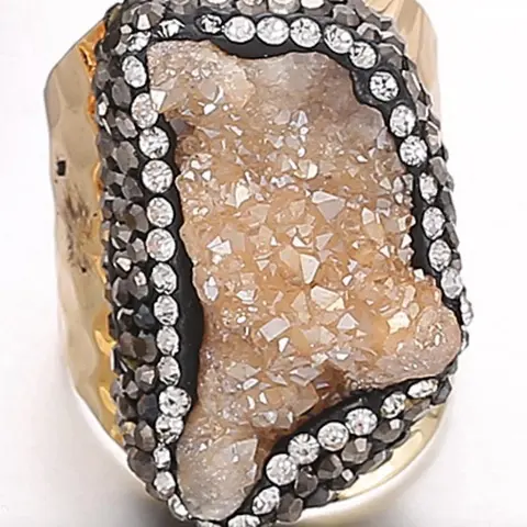 Big Unique Natural Quartz Rings Impressive with Shine - Sparkling Gemstone Design