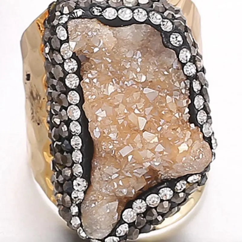 Big Unique Natural Quartz Rings Impressive with Shine - Sparkling Gemstone Design