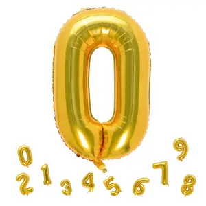 32 Inch Gold Number 0 Balloons Foil Ballon Digital Birthday Party Decoration Supplies (Gold Number 0 Balloon)