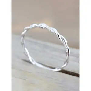 AW S925 Sterling Silver Twist Ring| Sparkling Rhinestone Statement Ring for Women Elegant Trendy