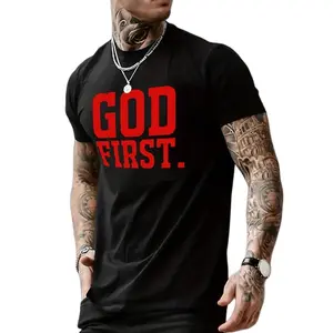 GOD FIRST Unisex T-Shirt 100% Cotton Casual Fitted Crewneck Short Sleeve Classic Fit Breathable for Men & Women All Seasons