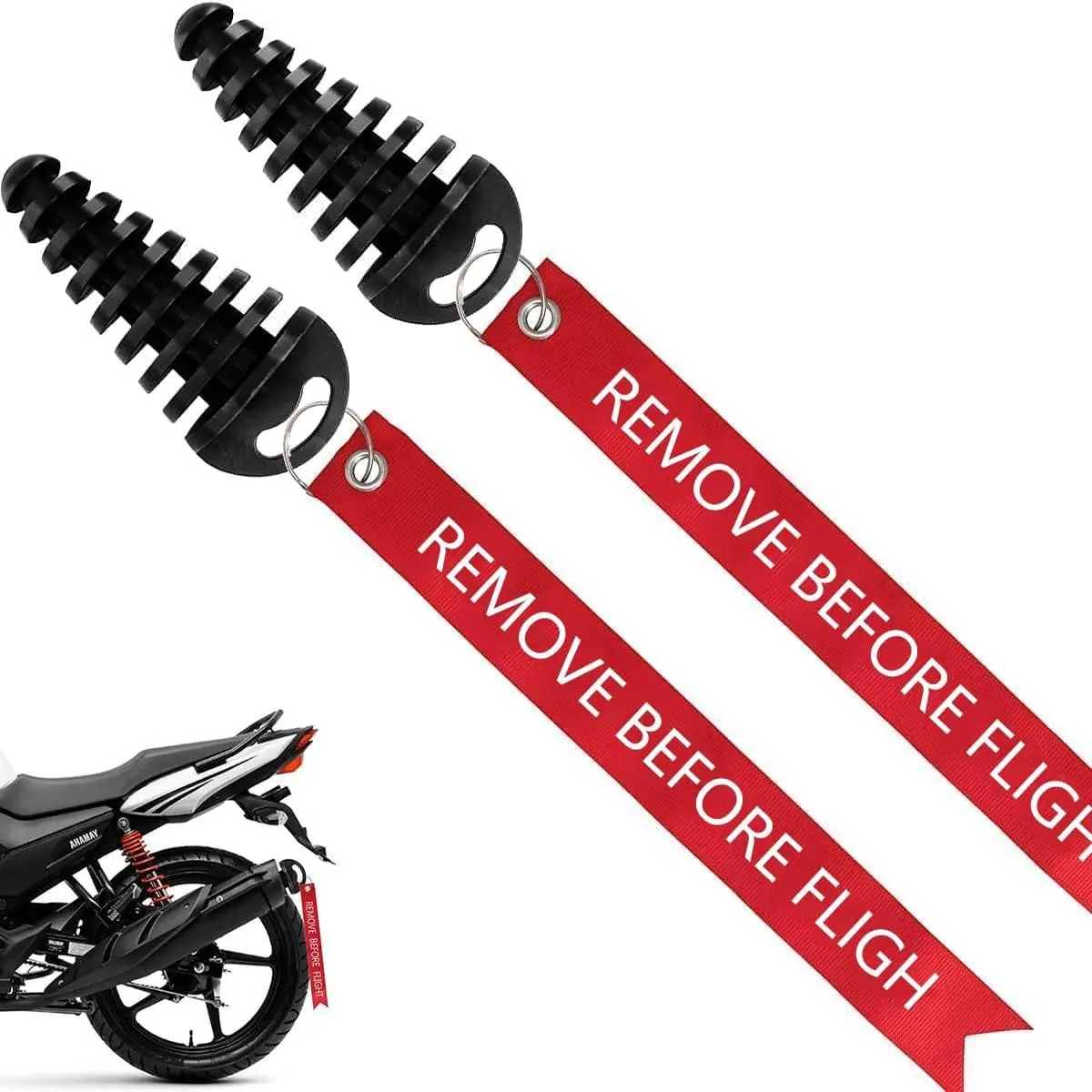 Motorcycle Exhaust Muffler Wash Plug - Polyamide Rectangular Vent Protector, 2 Streamers, Thick Rubber Tapered Tip Cover, Durable for Off-Road Motorcycles & Bikes