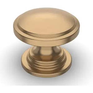 10 Pack 1-1/4 inch Single Hole Round Drawer Knobs Champagne Bronze Gold Cabinet Pulls for Kitchen Cabinet Bedroom Dresser