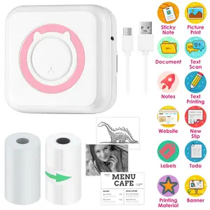 Compact Wireless Thermal Photo Printer for Mini Stickers, Labels & Journals - Rechargeable & Inkless Printing Solution