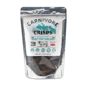 NEW* Carnivore Crisps Beef Top Sirloin, Premium Beef Top Sirloin for Cooking and Seasoning, Rich in Protein, Paleo & Keto Friendly, 1.5 oz