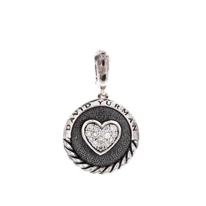 Pre-owned David Yurman Heart Circle Pendant Pendant & Charms Sterling Silver with Diamonds by Rebag
