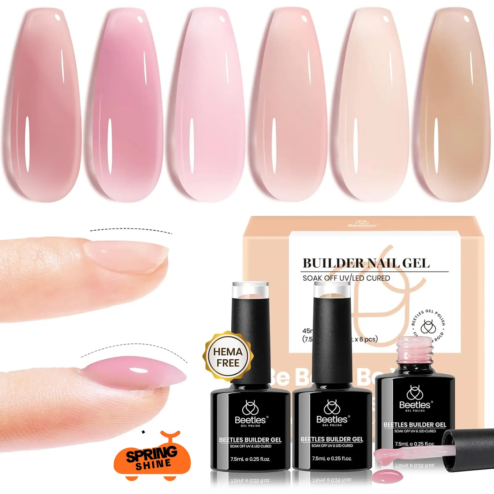 Builder Gel Nail 6 Colors Set 71-7.5ml-HEMA FREE