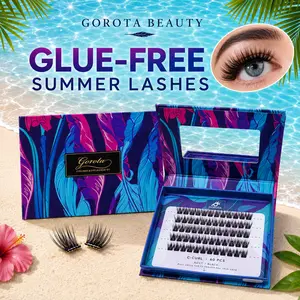 Popular Style: Gorota Glue-Free False Eyelashes — Jelly Base Self-Adhesive Single Cluster Lashes, Easy Makeup Application, Includes 60/240 clusters for salon-quality results — Beauty Products, Summer Essential